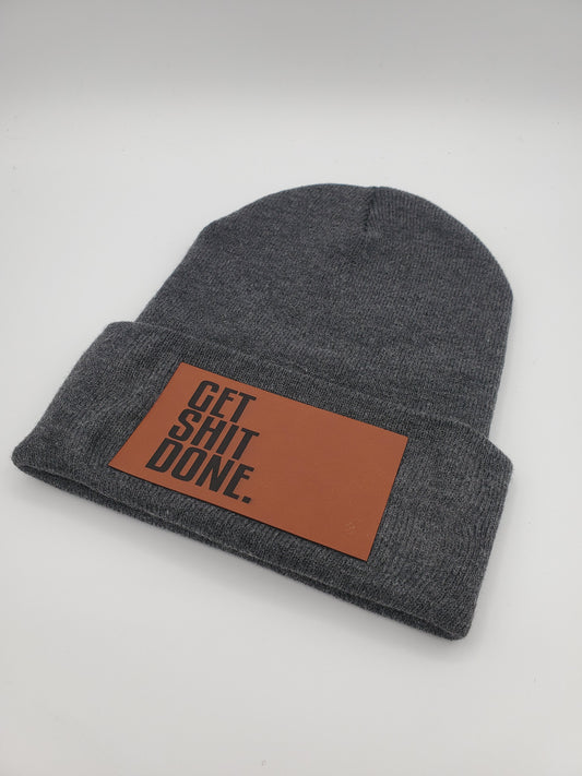 HIDE Camo "GET SHIT DONE"  Heather Gray Twelve Inch Knit Beanie