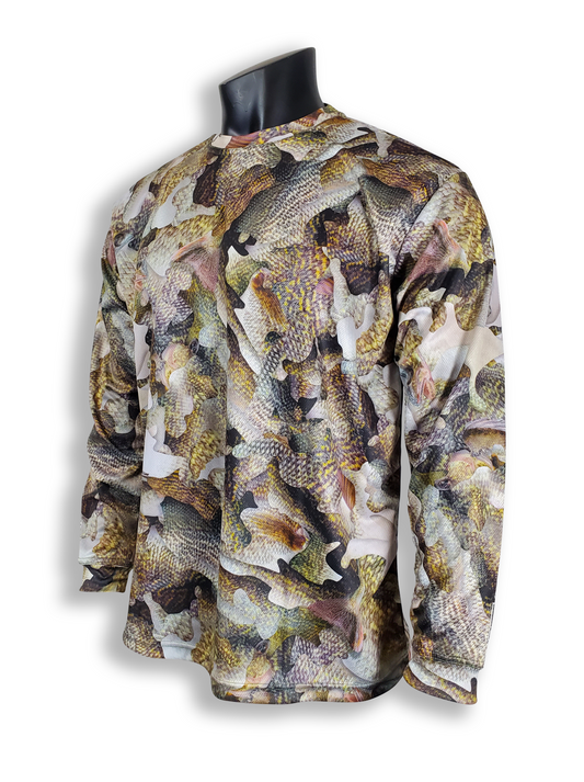 LIFESTYLE Fishing Apparel - Walleye Skin Camo - Long Sleeve Crew Collar T-Shirt