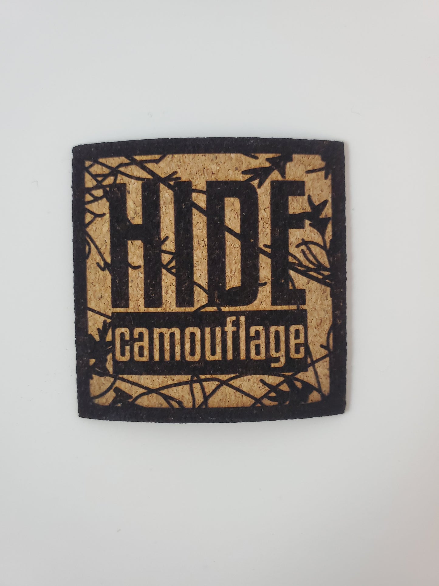 HIDE Camo Logo Cork Patch Khaki Fabric/Coffee Mesh 6 Panel Trucker Hat