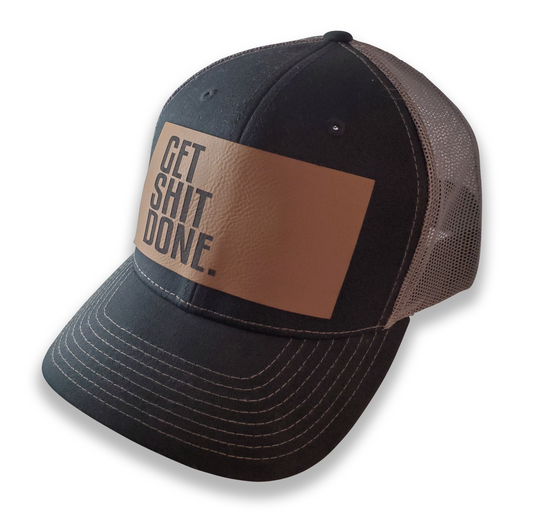 HIDE Camo "GET SHIT DONE" Patch Black/Charcoal 6 Panel Trucker Hat